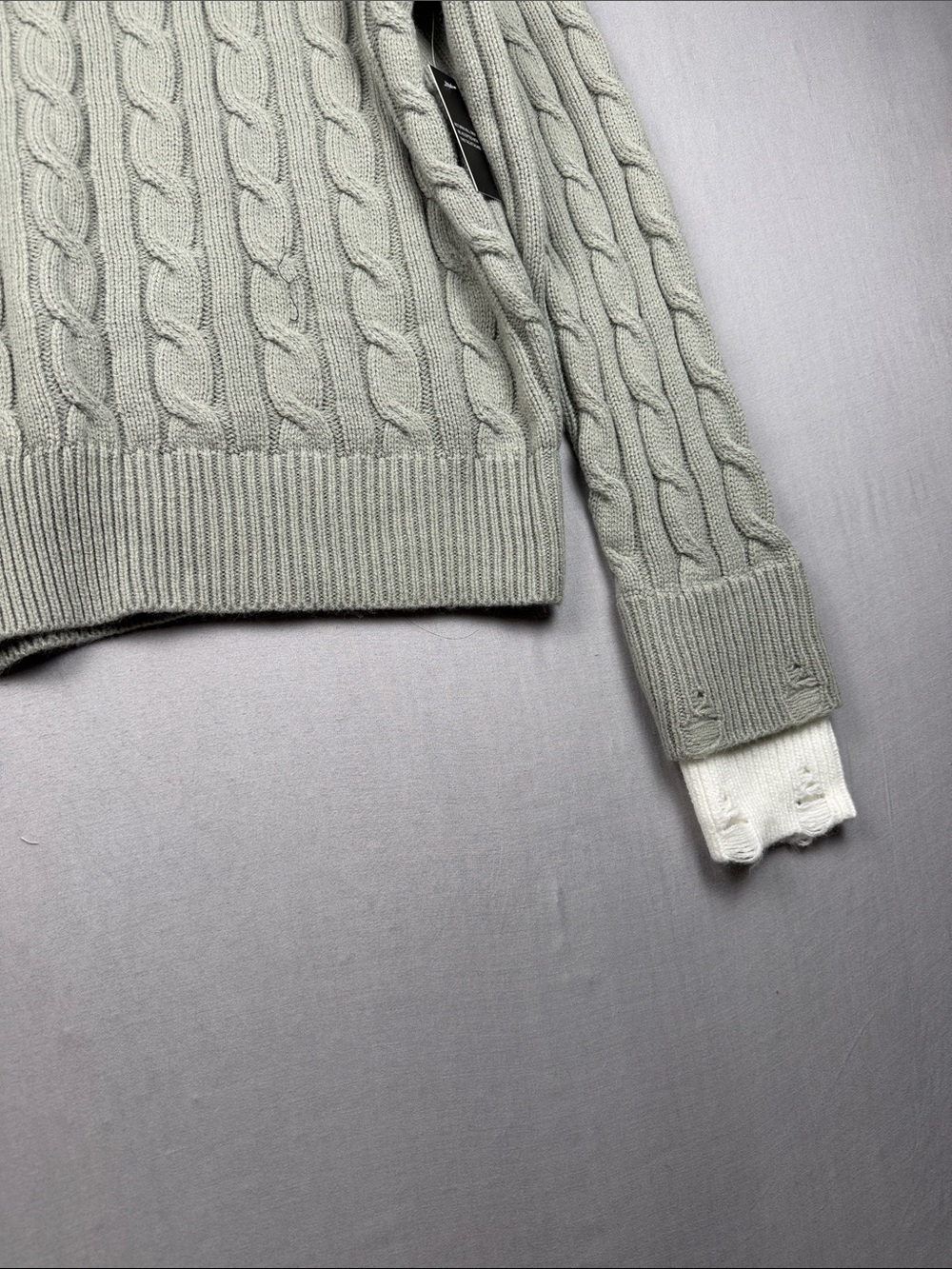 Lioness Coastal Cable Knit Crewneck Sweater - Grey (removable collar) - Picture 5 of 7